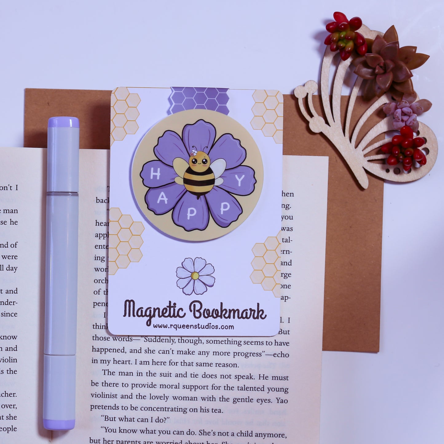 Bee Happy Magnetic Bookmark